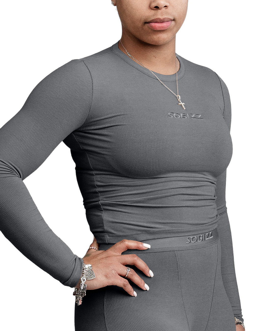 Women Essential L/S Shirt in Darkgrey