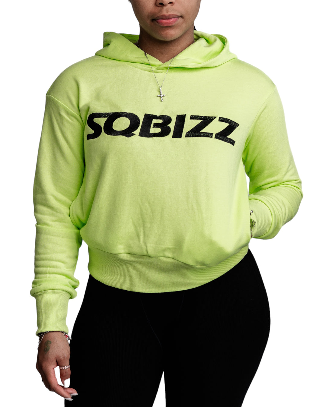 Women Centre Hoodie in Lime/Black