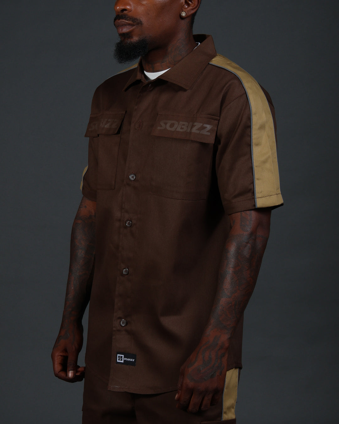 V2 Hussle Shirt in Brown/Khaki