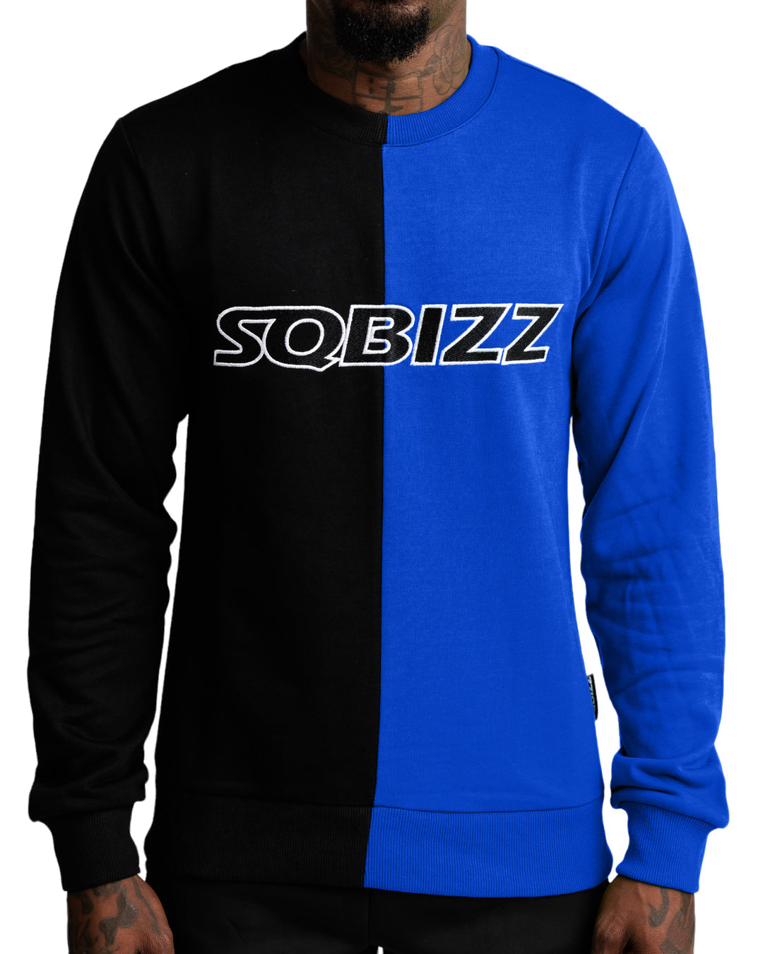 Split Sweater in Black/Royal