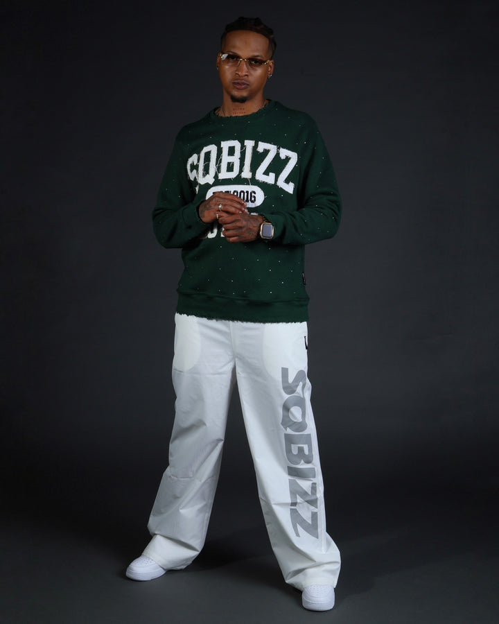 Stud Sweater in Darkgreen/White