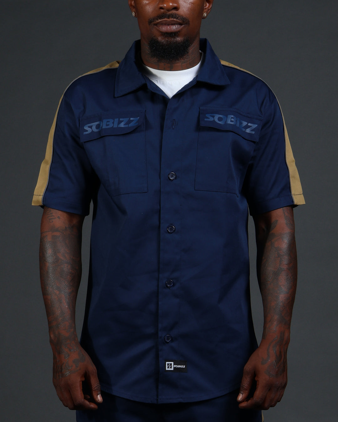 V2 Hussle Shirt in Navy/Khaki