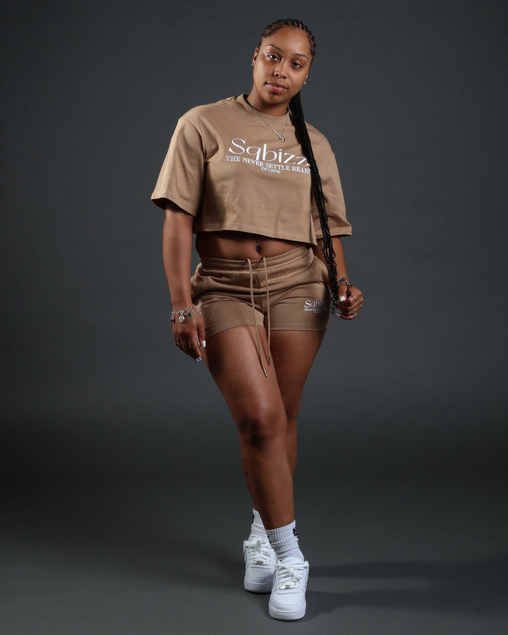 Women Prestige Shorts in Tan/White