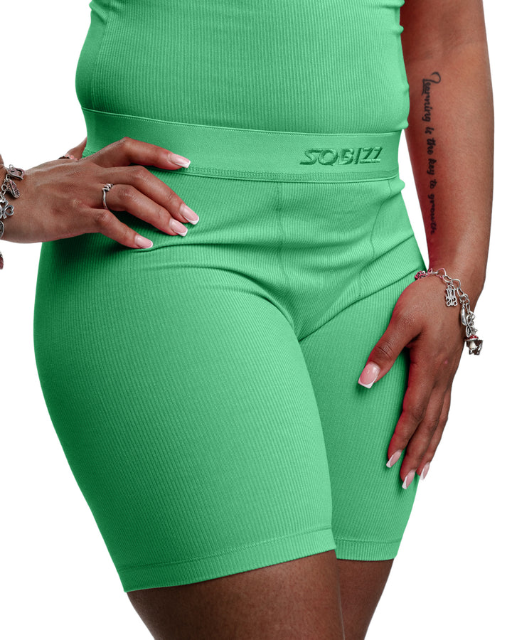 Women Essential Biker Tights in Seafoam
