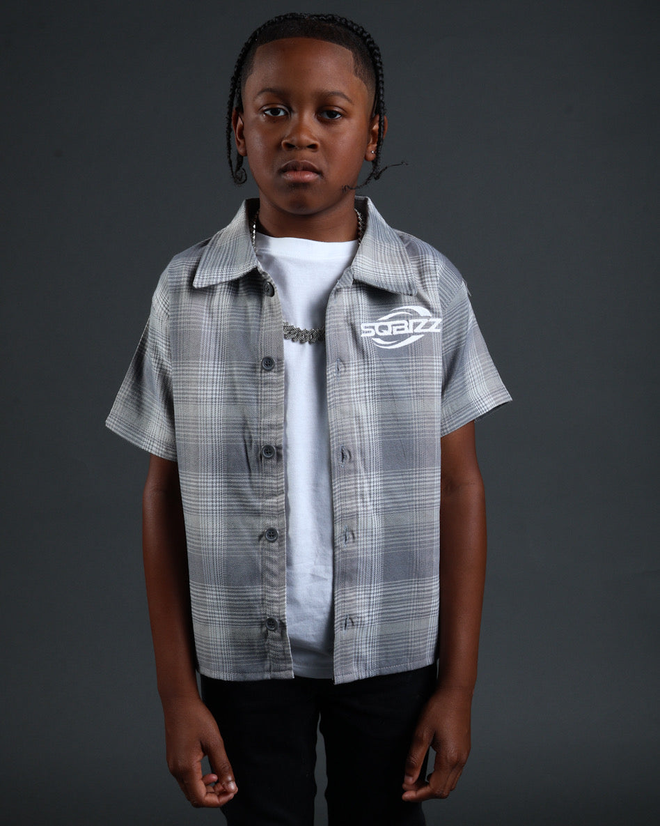 Kid Plaid Flannel Darkgrey/Grey/White
