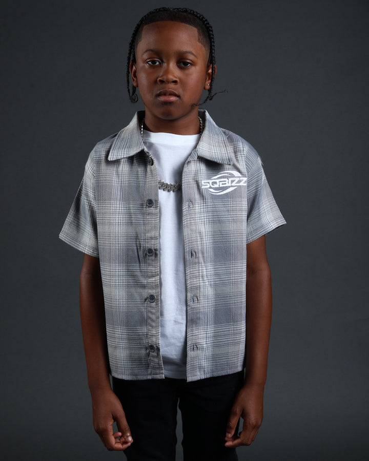 Kid Plaid Flannel Darkgrey/Grey/White