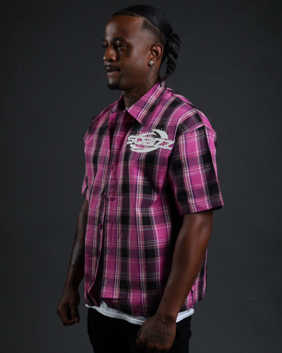 Plaid Flannel in Pink/Black/White