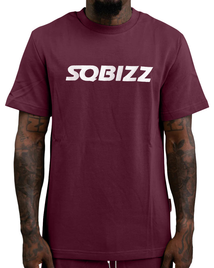 Centre Tee in Burgundy/White