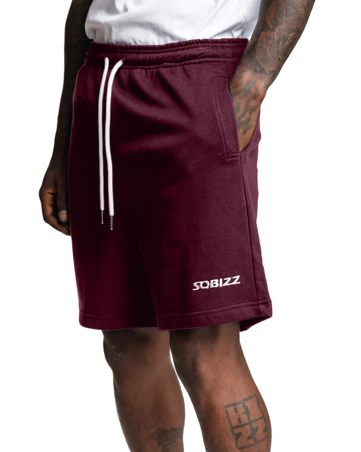 Centre Shorts in Burgundy/White