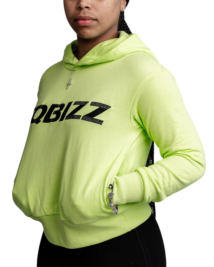 Women Centre Hoodie in Lime/Black