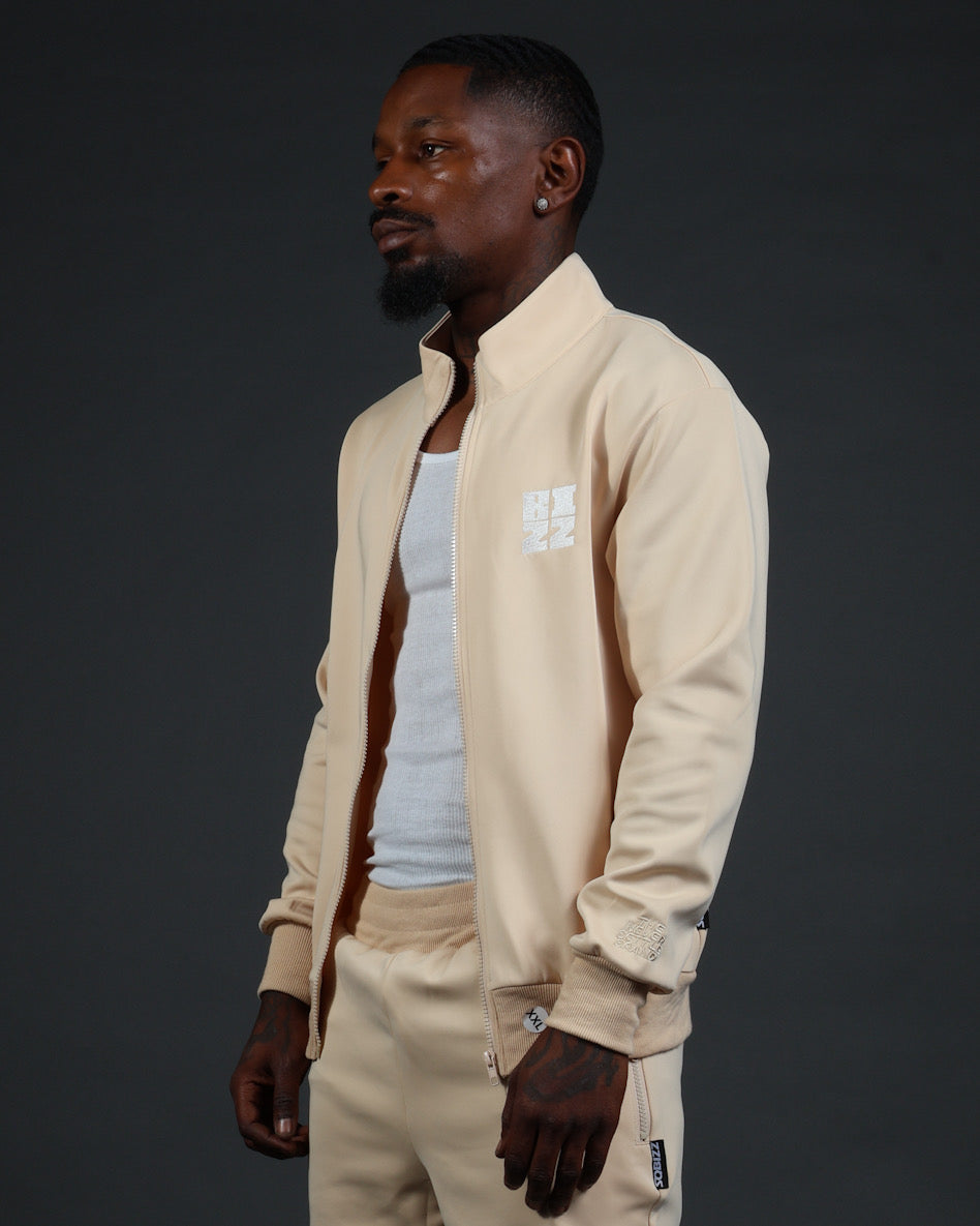 Bizz Track Jacket in Cream/White