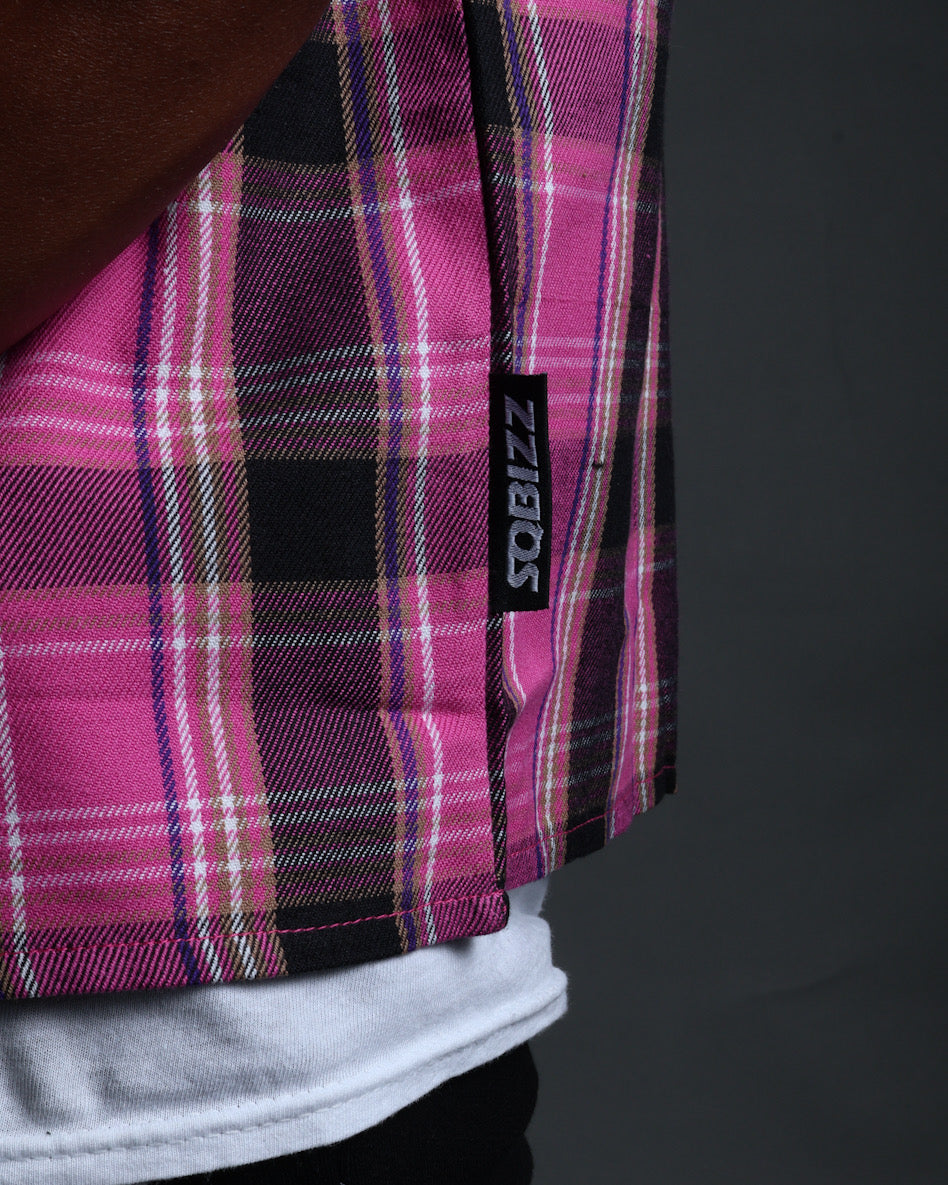 Plaid Flannel in Pink/Black/White