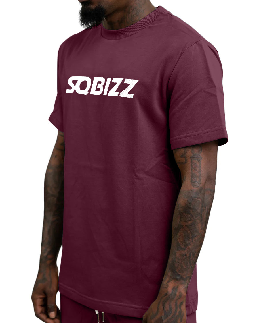 Centre Tee in Burgundy/White