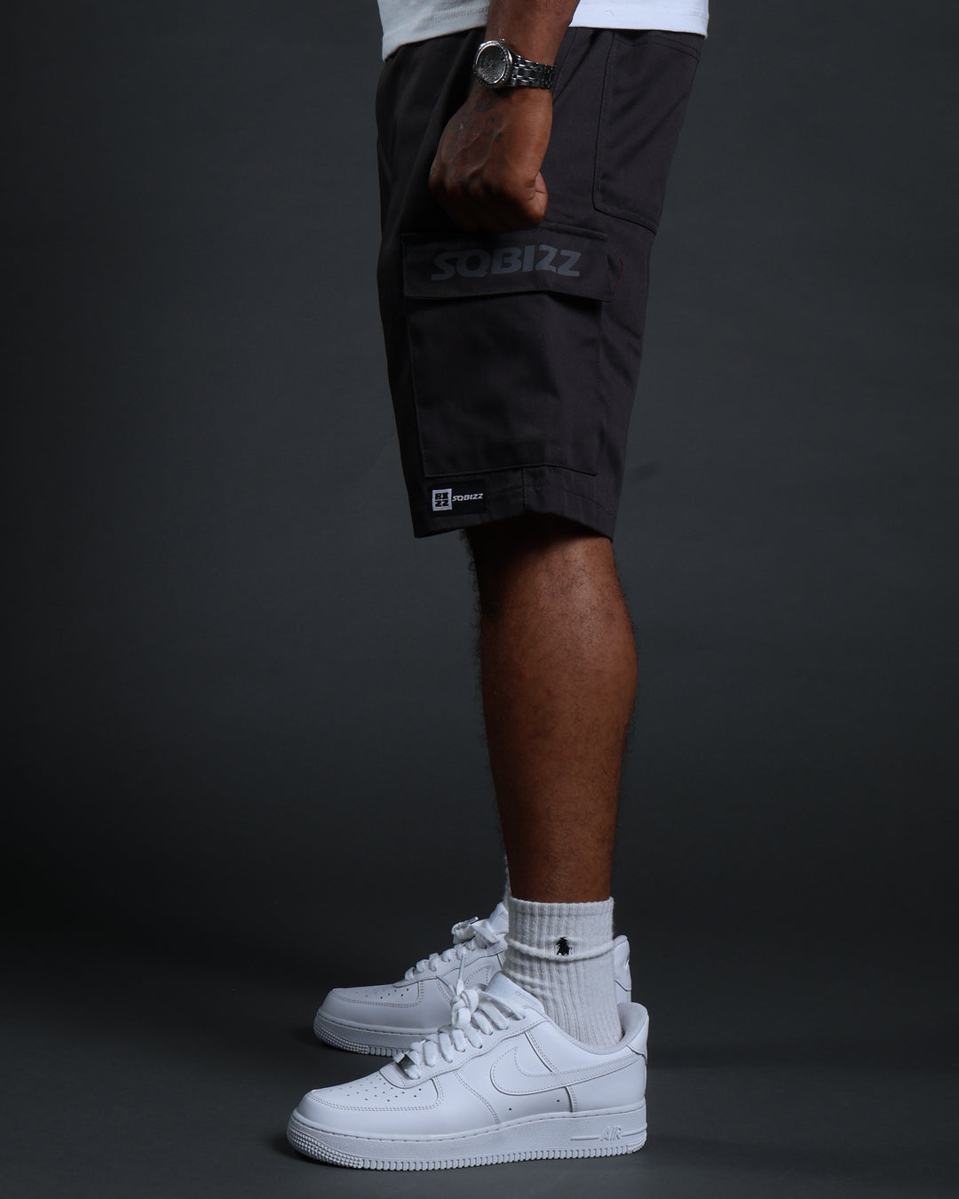 Hussle Work Shorts in Charcoal
