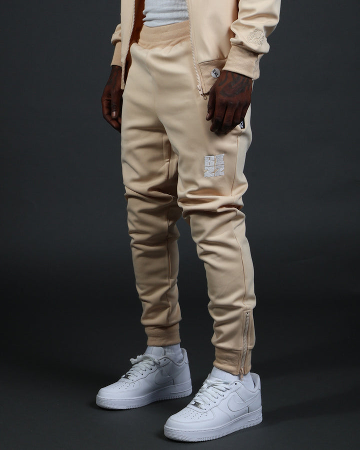 Bizz Track Pants in Cream/White