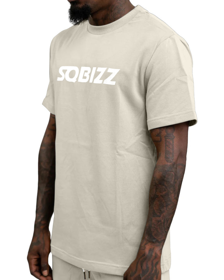 Centre Tee in Cream/White