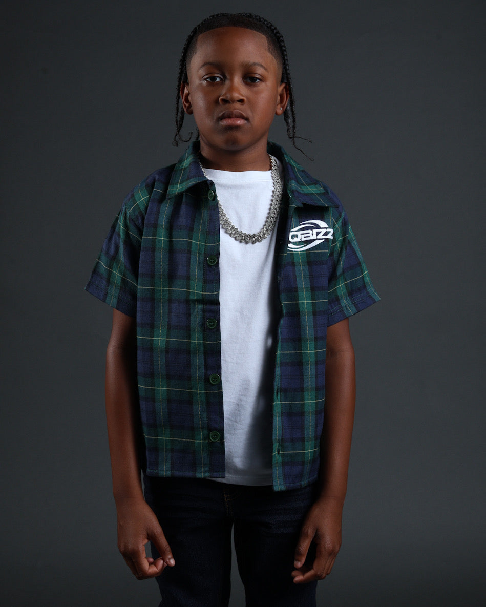 Kid Plaid Flannel Navy/Darkgreen/White