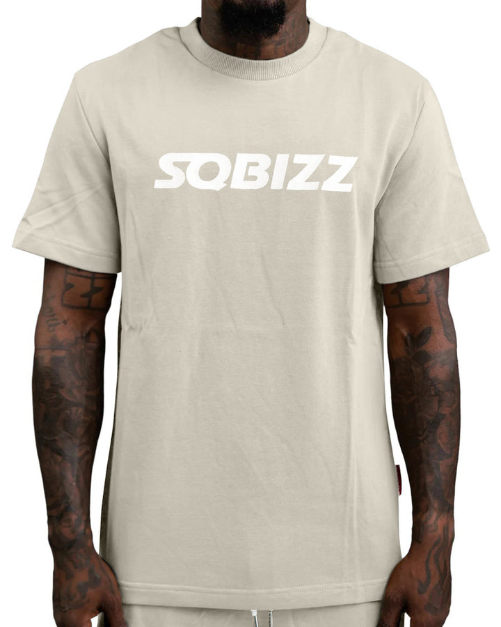 Centre Tee in Cream/White
