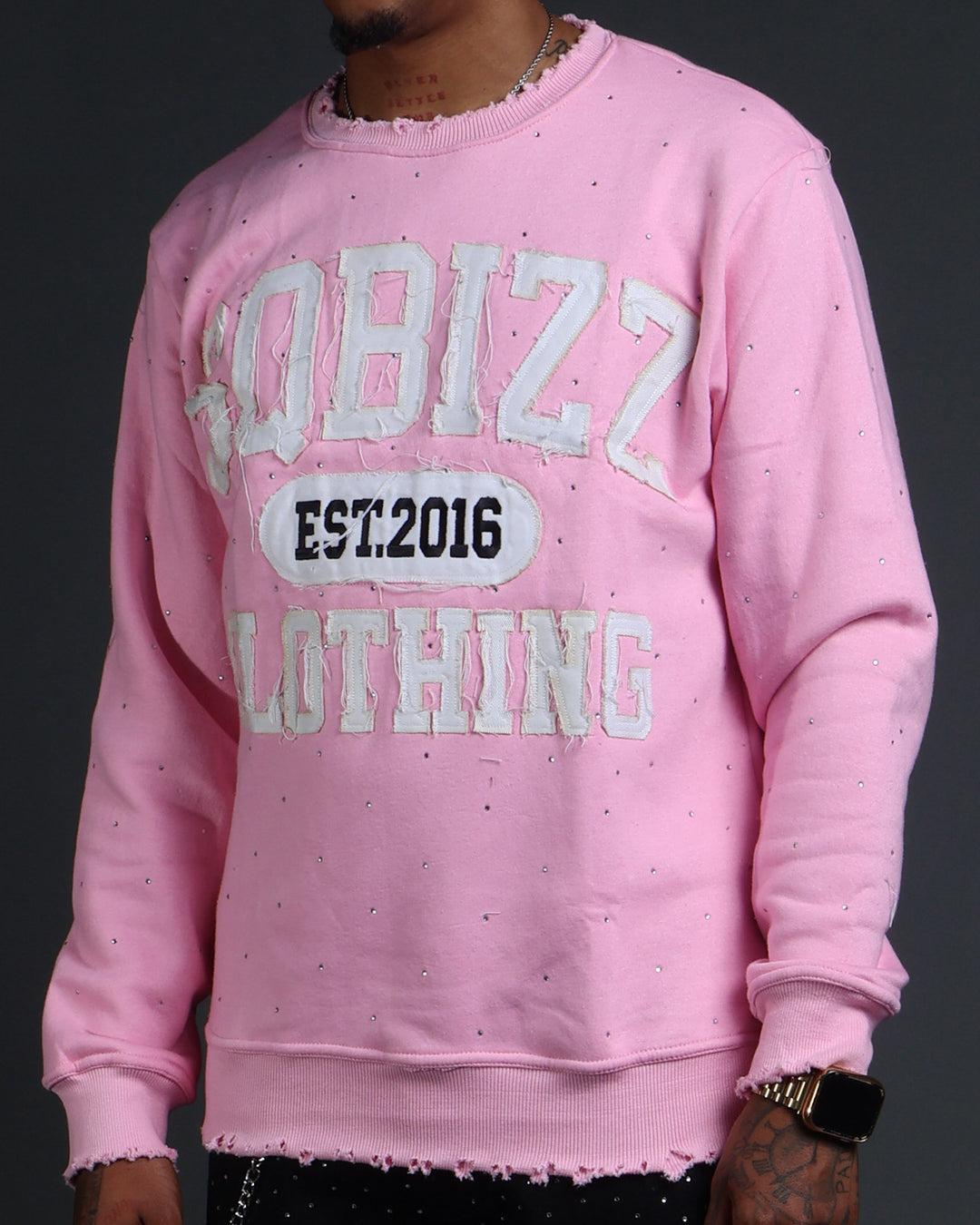 Stud Sweater in Pink/White