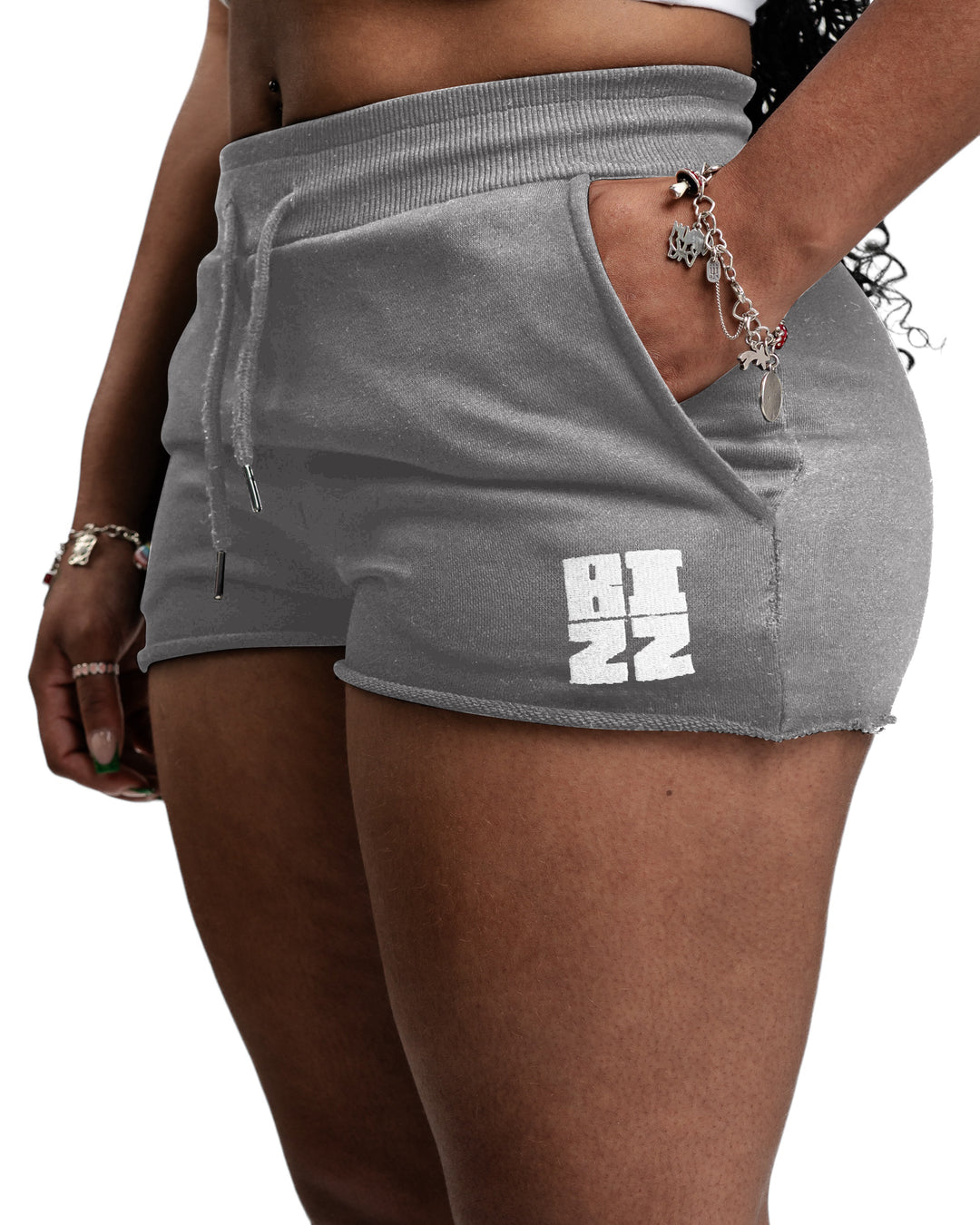 Women Bizz Shorts in Grey/White