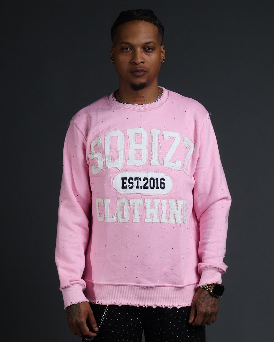 Stud Sweater in Pink/White