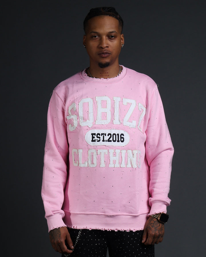 Stud Sweater in Pink/White