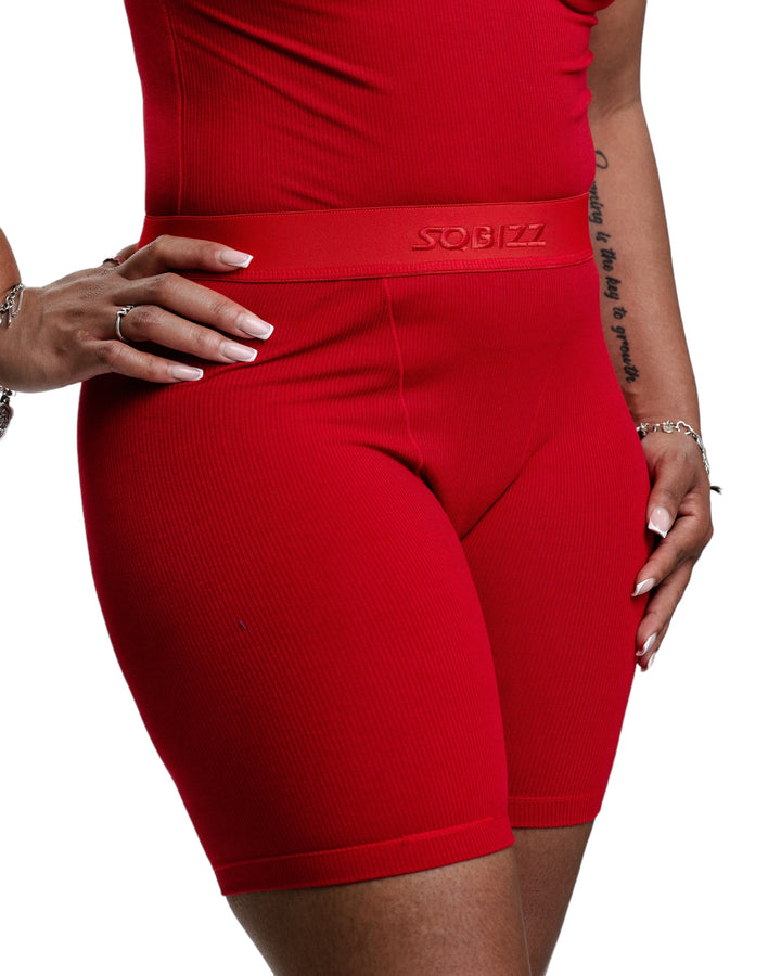 Women Essential Biker Tights in Red