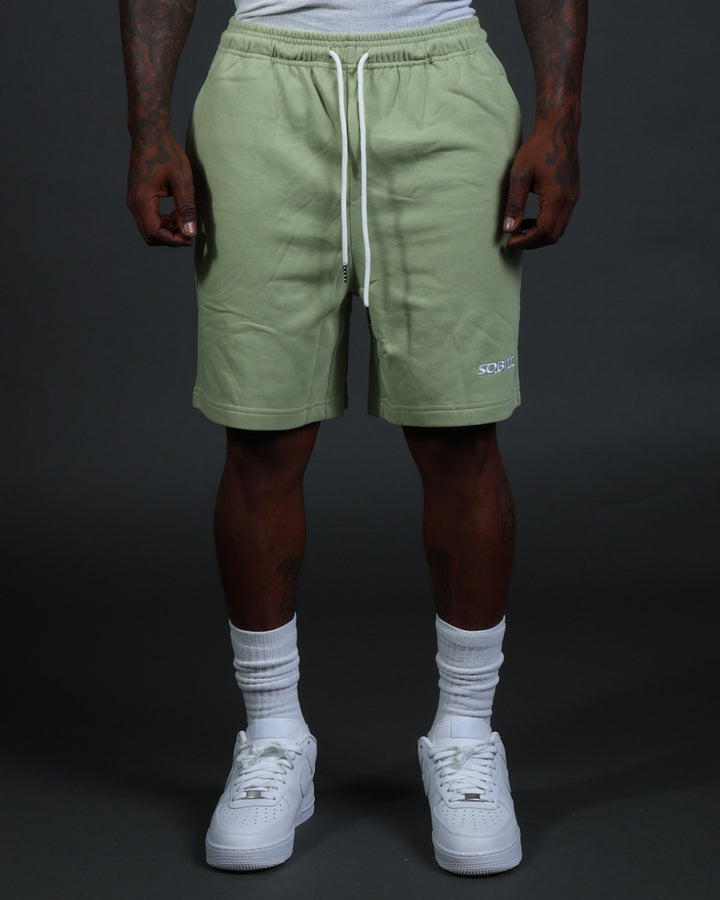 Centre Shorts in Olive/White