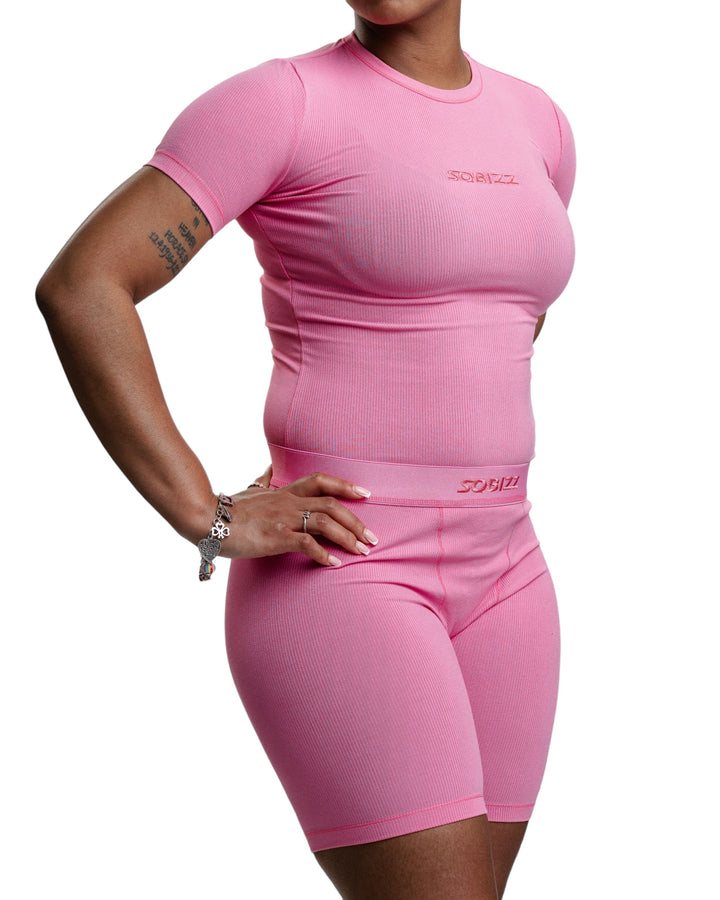 Women Essential Biker Tights in Pink