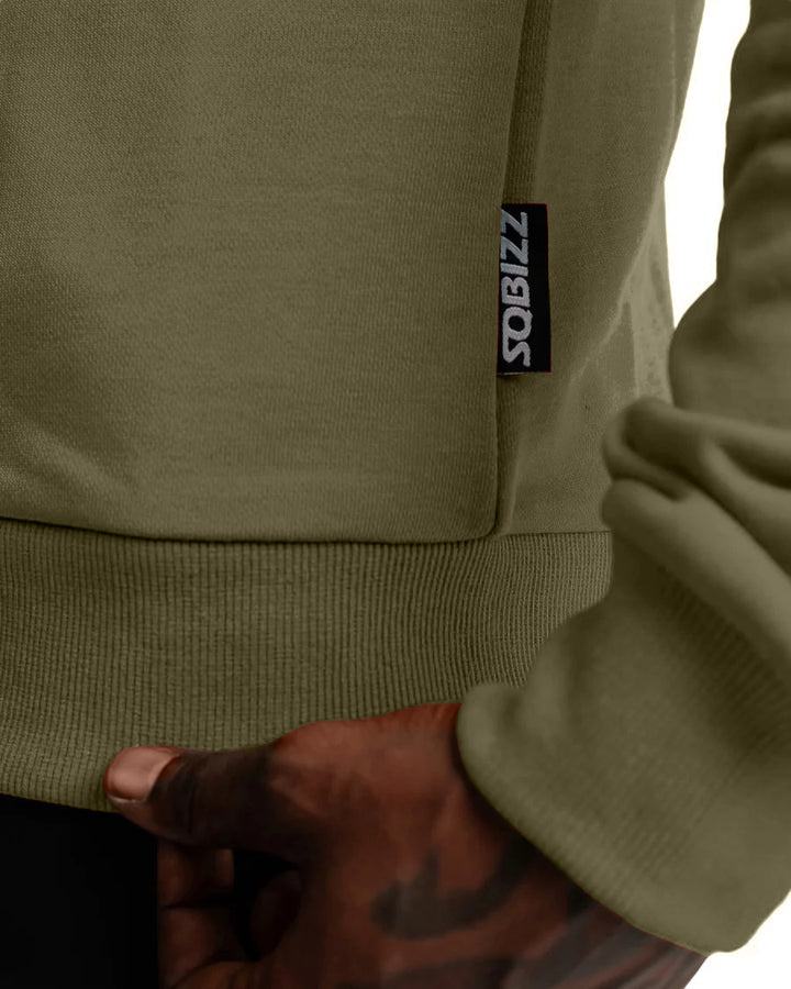 Split Sweater in Black/Olive