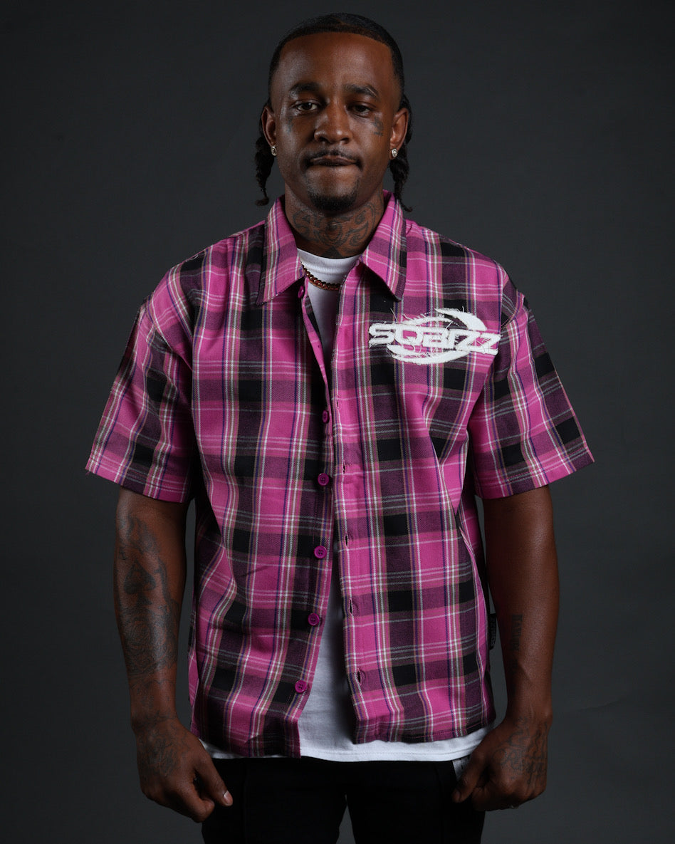 Plaid Flannel in Pink/Black/White