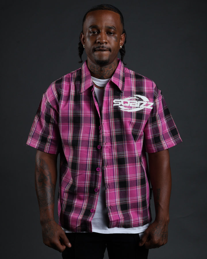 Plaid Flannel in Pink/Black/White