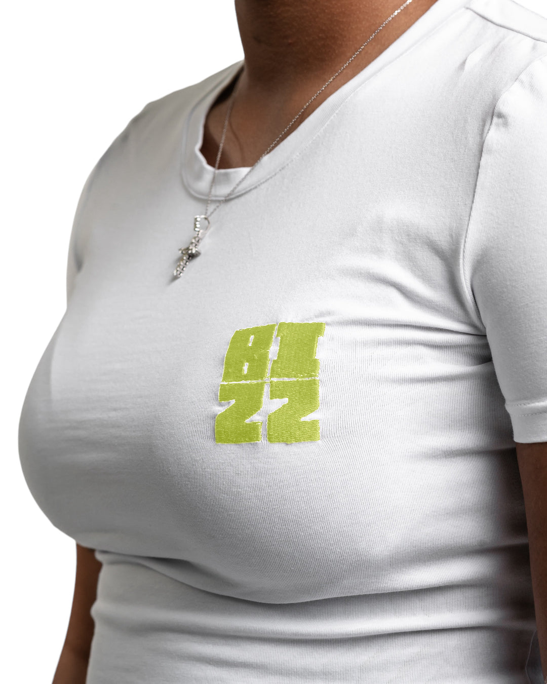 Women Bizz Tee in White/Light Green