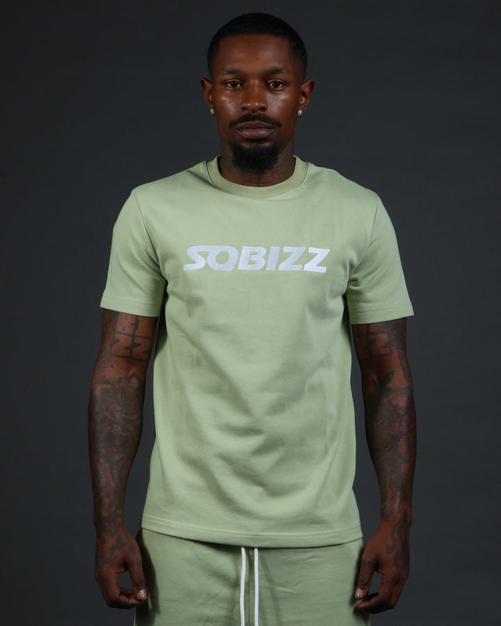 Centre Tee in Olive/White