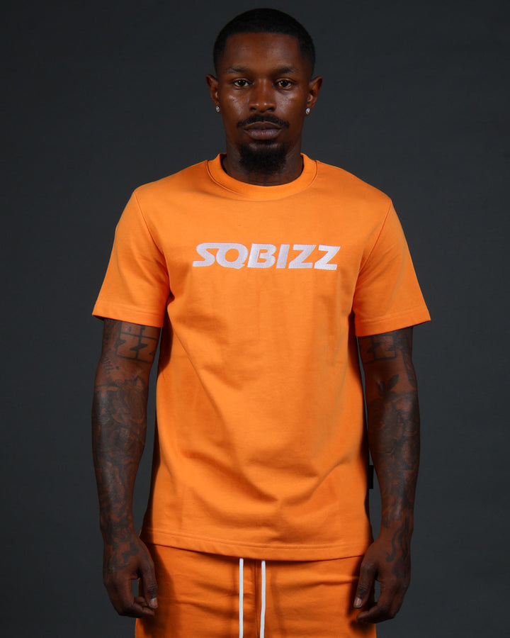 Centre Tee in Orange/White