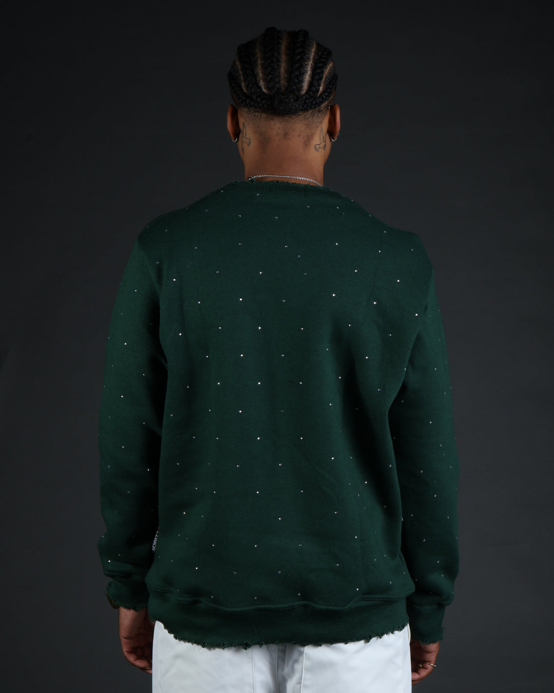 Stud Sweater in Darkgreen/White