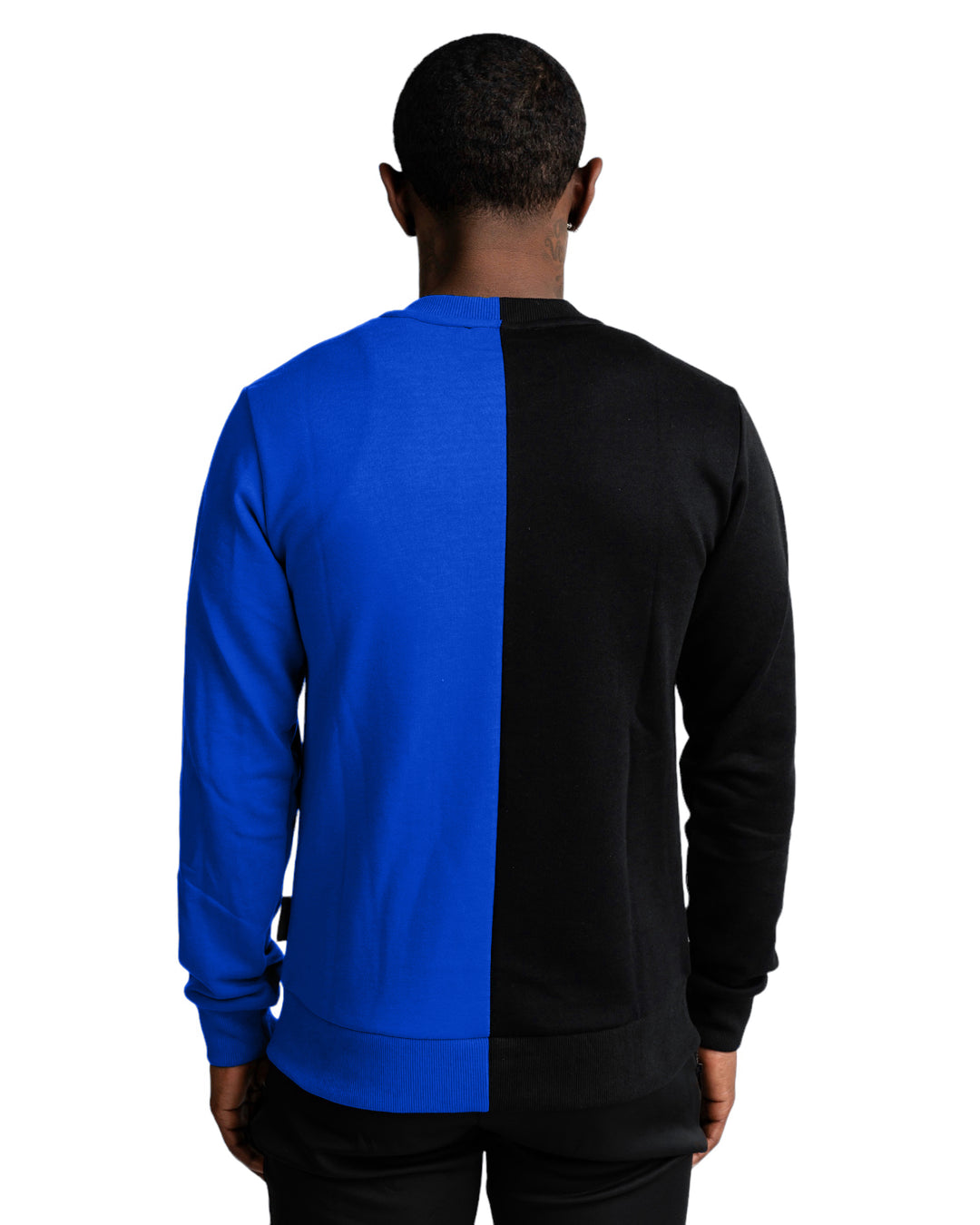 Split Sweater in Black/Royal