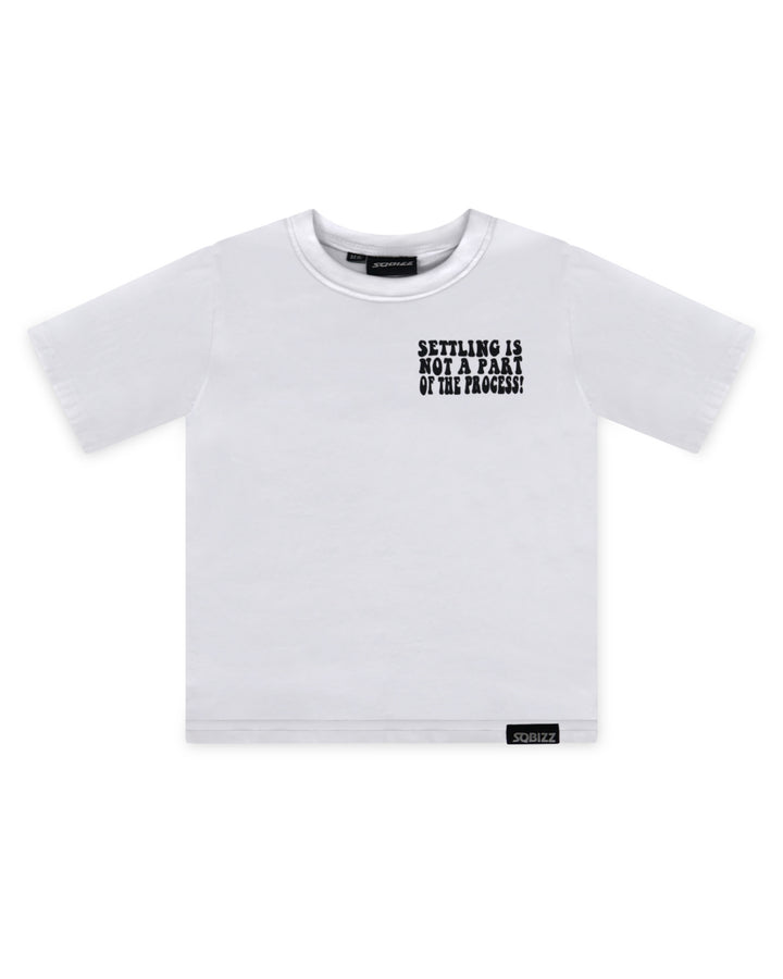 Kids Process Tee in White/Black