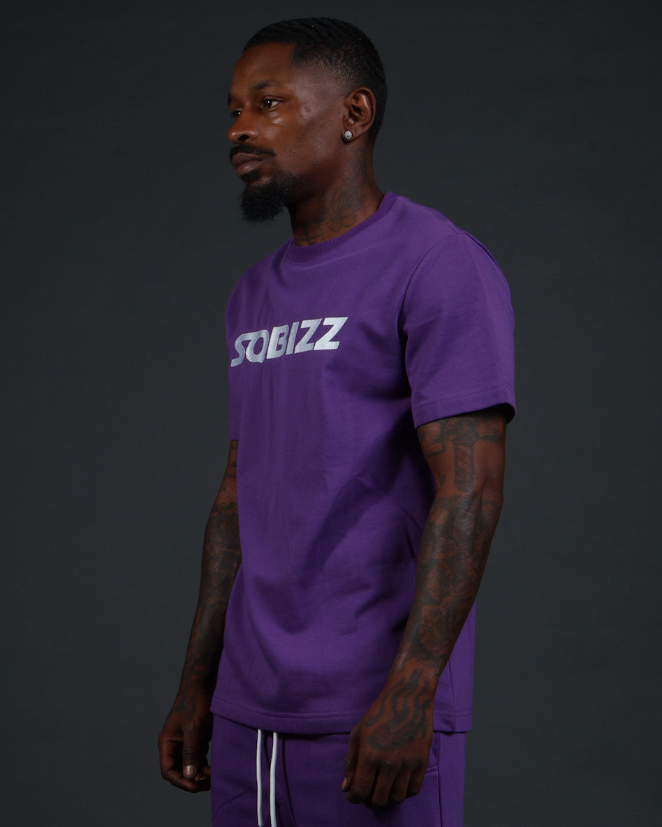 Centre Tee in Purple/White