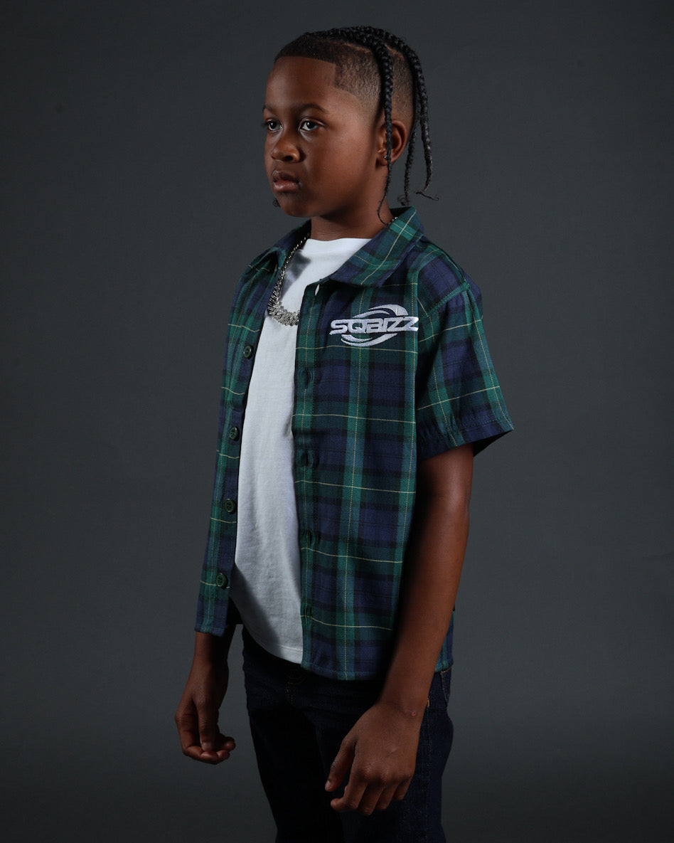 Kid Plaid Flannel Navy/Darkgreen/White