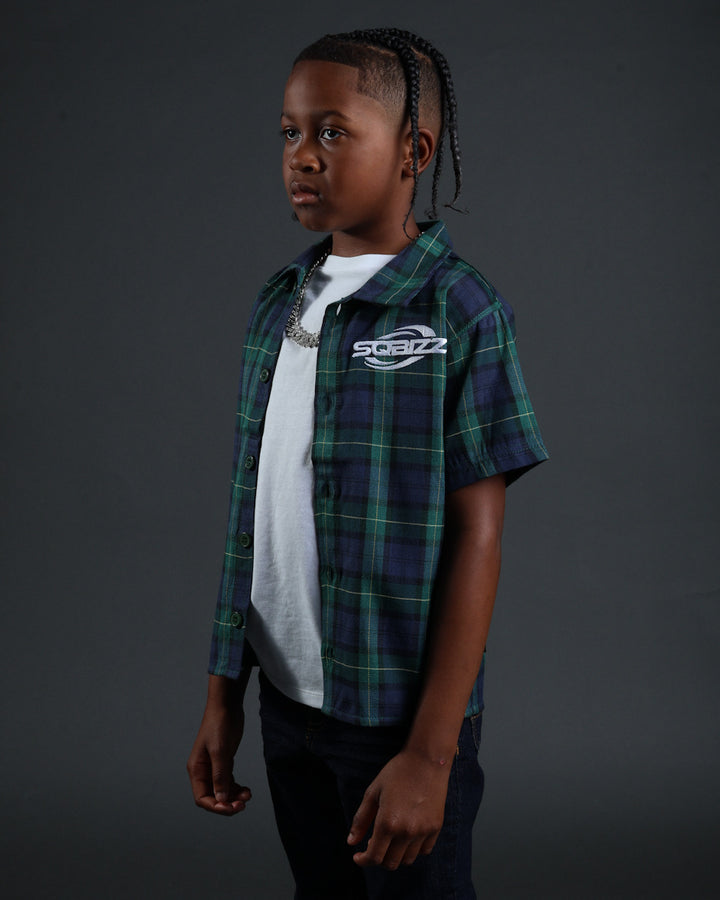 Kid Plaid Flannel Navy/Darkgreen/White