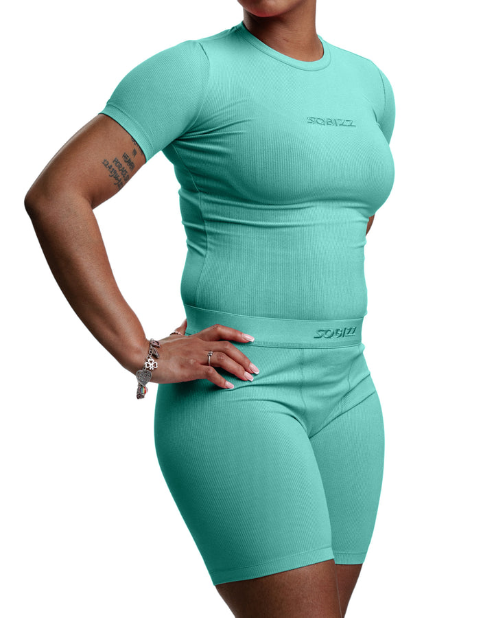 Women Essential Biker Tights in Mint
