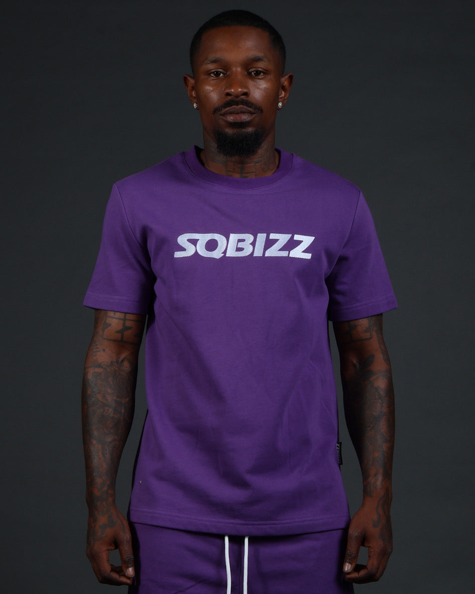 Centre Tee in Purple/White