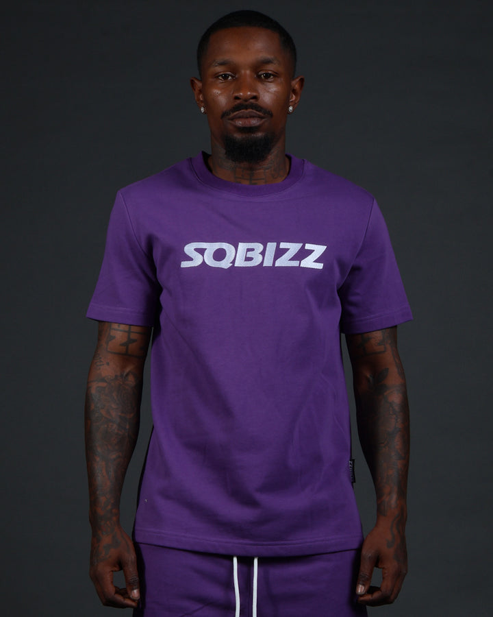 Centre Tee in Purple/White