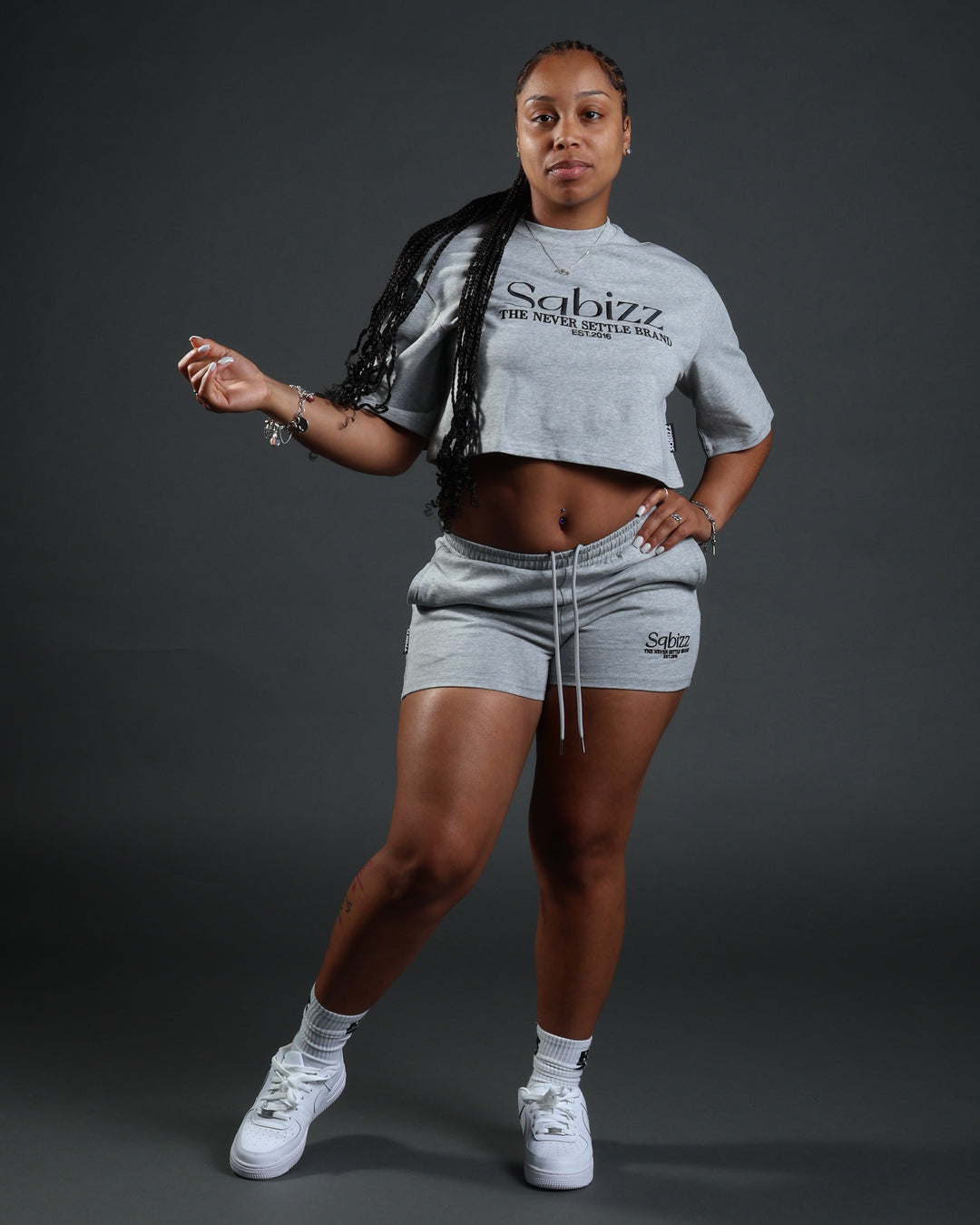 Women Prestige Tee in Grey/Black