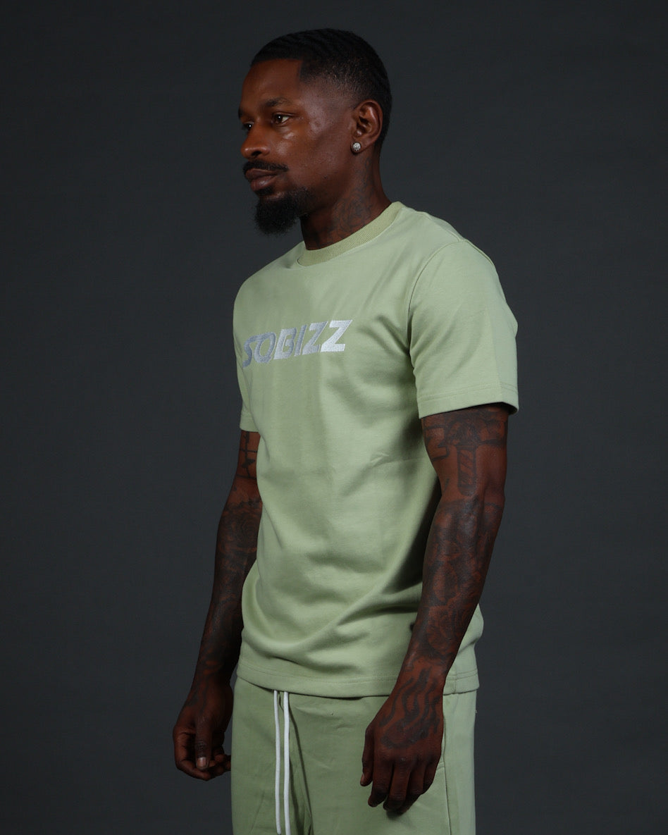 Centre Tee in Olive/White