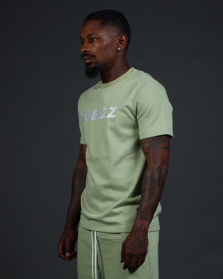Centre Tee in Olive/White