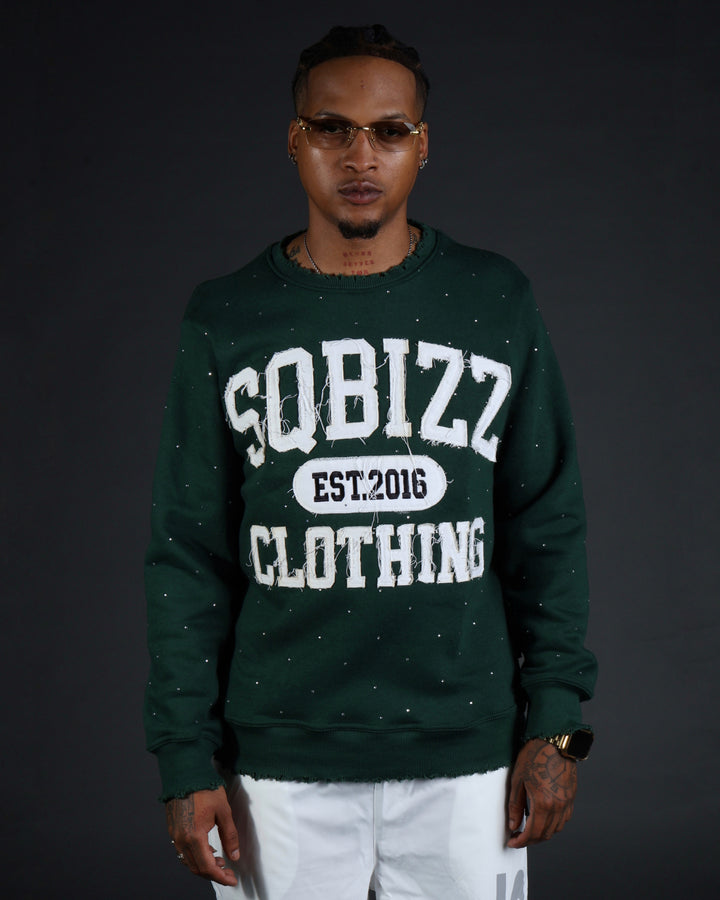 Stud Sweater in Darkgreen/White