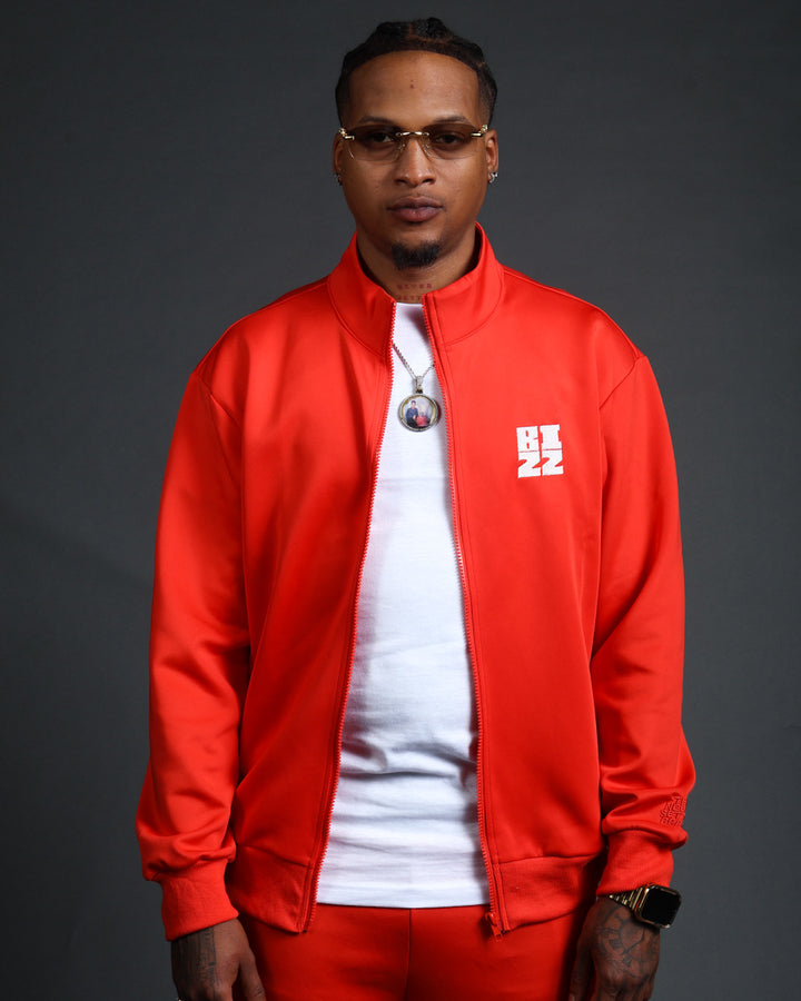 Bizz Track Jacket in Red/White