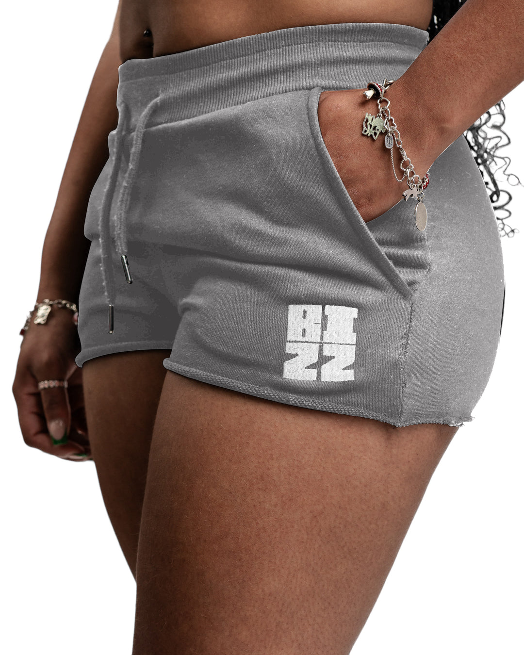 Women Bizz Shorts in Grey/White